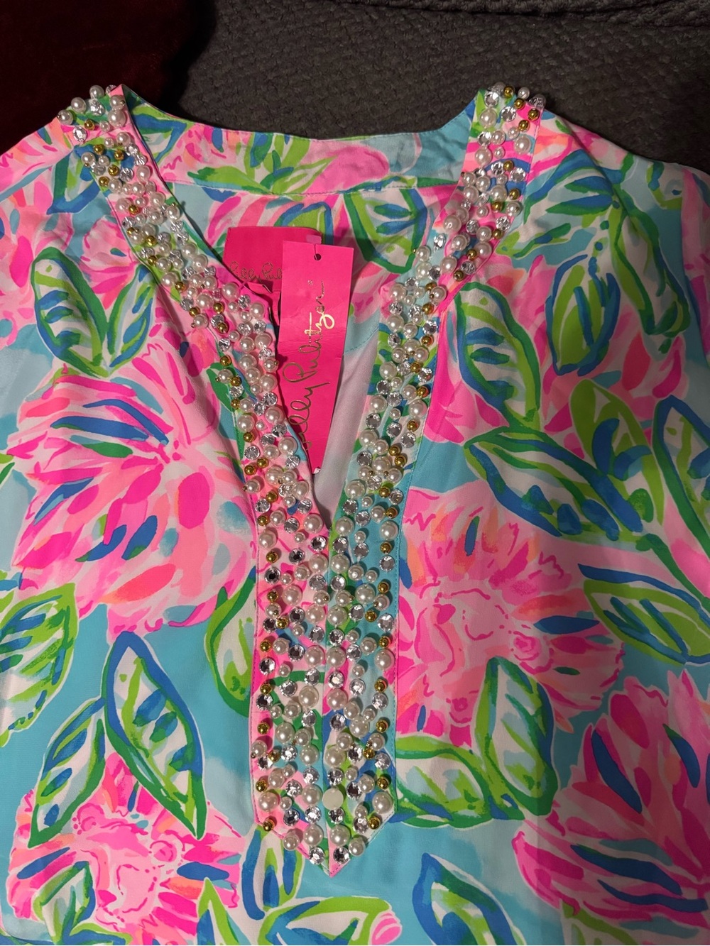 Lilly Pulitzer NWT Elenora Silk Dress with beads - Picture 6 of 6